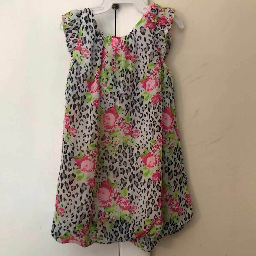 Leopard /floral print toddler dress